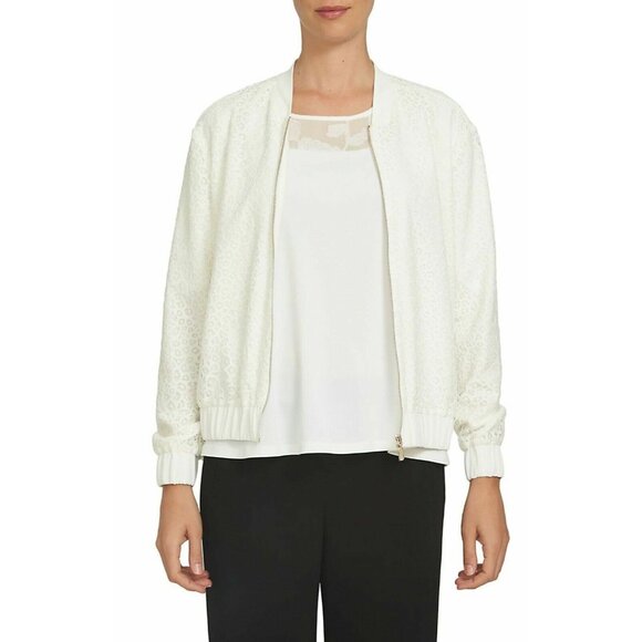 CeCe Jackets & Blazers - CeCe Women's Poppy Fields Lace Bomber Jacket Sz 8 MSRP $128 NWOT